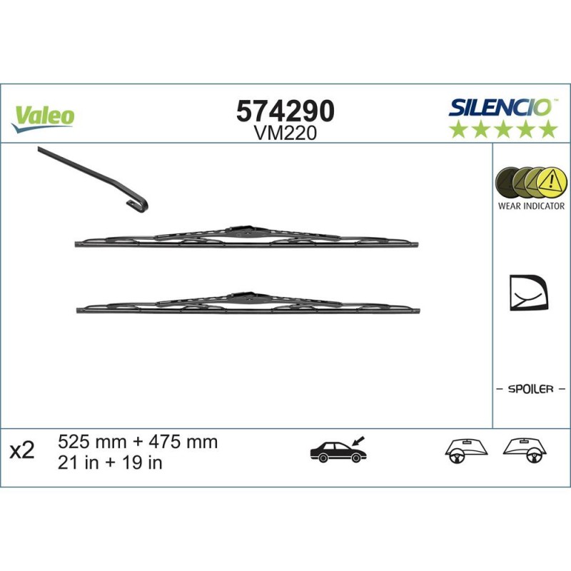 Set Stergatoare Valeo Silencio Perf. 525/475 Mm