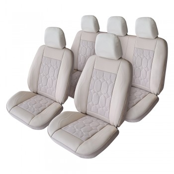 Set Huse Scaun Exclusive Leather Si Alcantara Bej