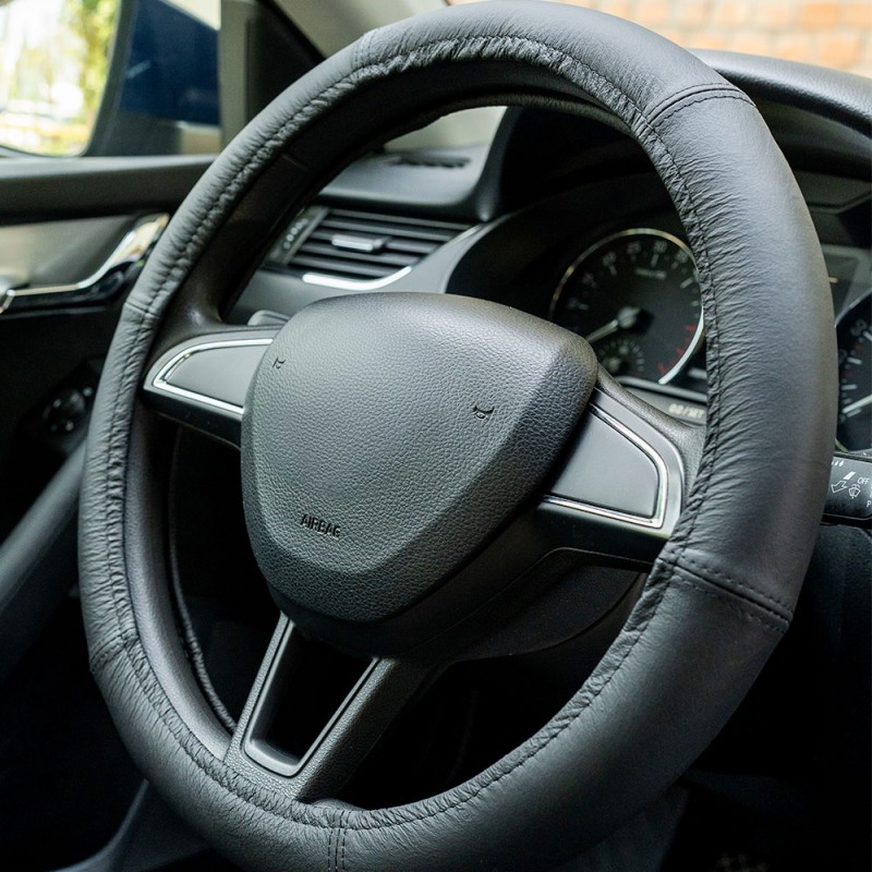 Husa Volan Piele Naturala Negru 39-41 Cm