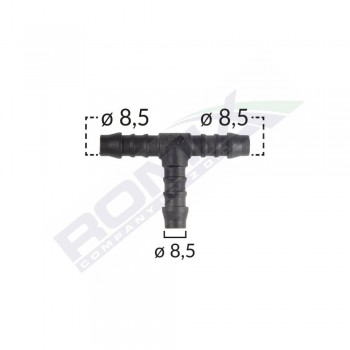 Conector Furtun Teu Universal 8.5Mm - Negru Set 5 Buc