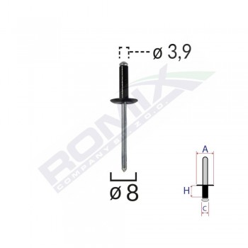 Popnit Universal Negru 3.9Mm Set 10 Buc