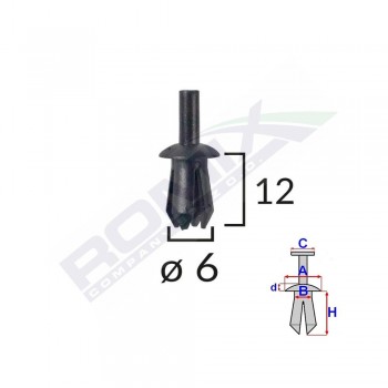 Clips Fixare Elemente Exterioare Pentru Opel 8X12Mm - Negru Set 10 Buc
