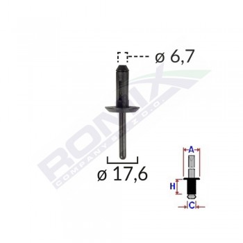 Popnit Plastic Universal 6.7X17.6Mm - Negru Set 10 Buc