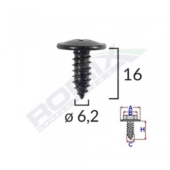 Surub Fixare Elemente Exterior Pentru Toyota, Kia, Hyundai 6.2X16Mm Set 10 Buc