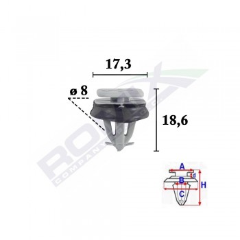 Clips Fixare Pentru Iveco Daily 2006 -8X18.6Mm Gri - Set 10 Buc