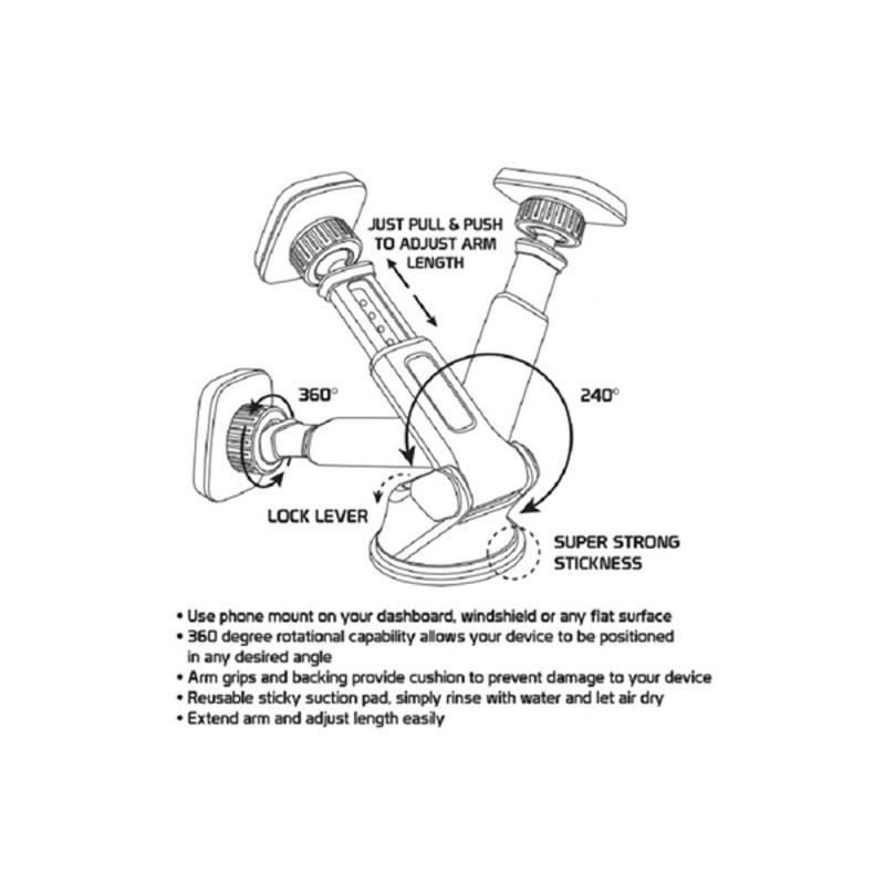 Suport Telefon Auto Magnetic Cu Fixare Pe Bord/Parbriz Cu Ventuza