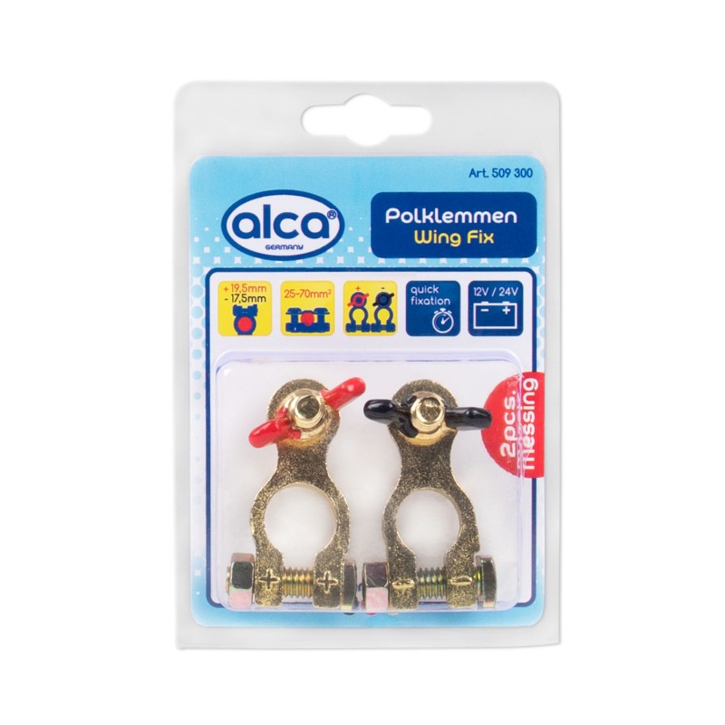 Set 2 Borne Baterie Rosu Si Negru