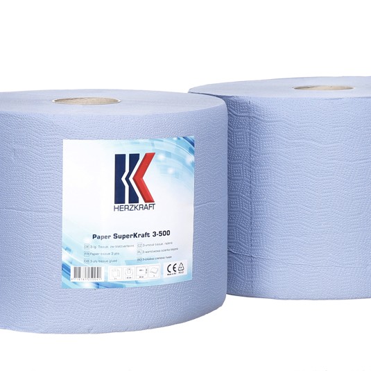 Rola Hartie Portionata Albastra 3 Straturi 36 X 38 Cm X 500 Foi (Set 2 Role)