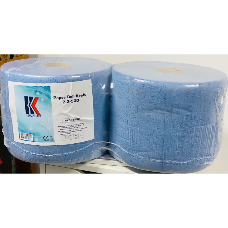 Rola Hartie Portionata Albastra 2 Straturi 38 X 36 Cm X 500 Foi (Set 2 Role)